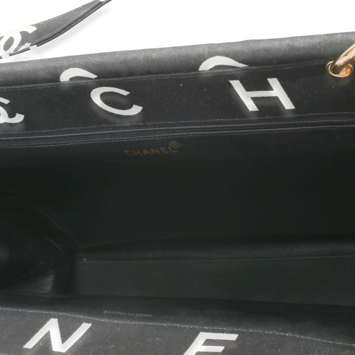 Chanel Vintage Black White Quilted Canvas Logo Tote Handbag 8