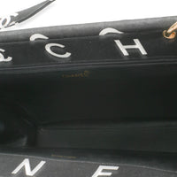 Chanel Vintage Black White Quilted Canvas Logo Tote Handbag 8