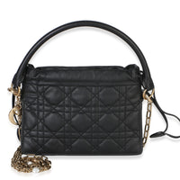 Christian Dior Black Lambskin Cannage Lady Dior Milly Mini Drawstring Bag Handbag id