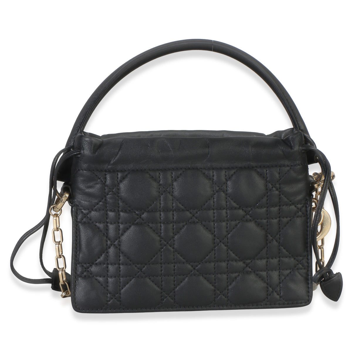 Christian Dior Black Lambskin Cannage Lady Dior Milly Mini Drawstring Bag Handbag 4
