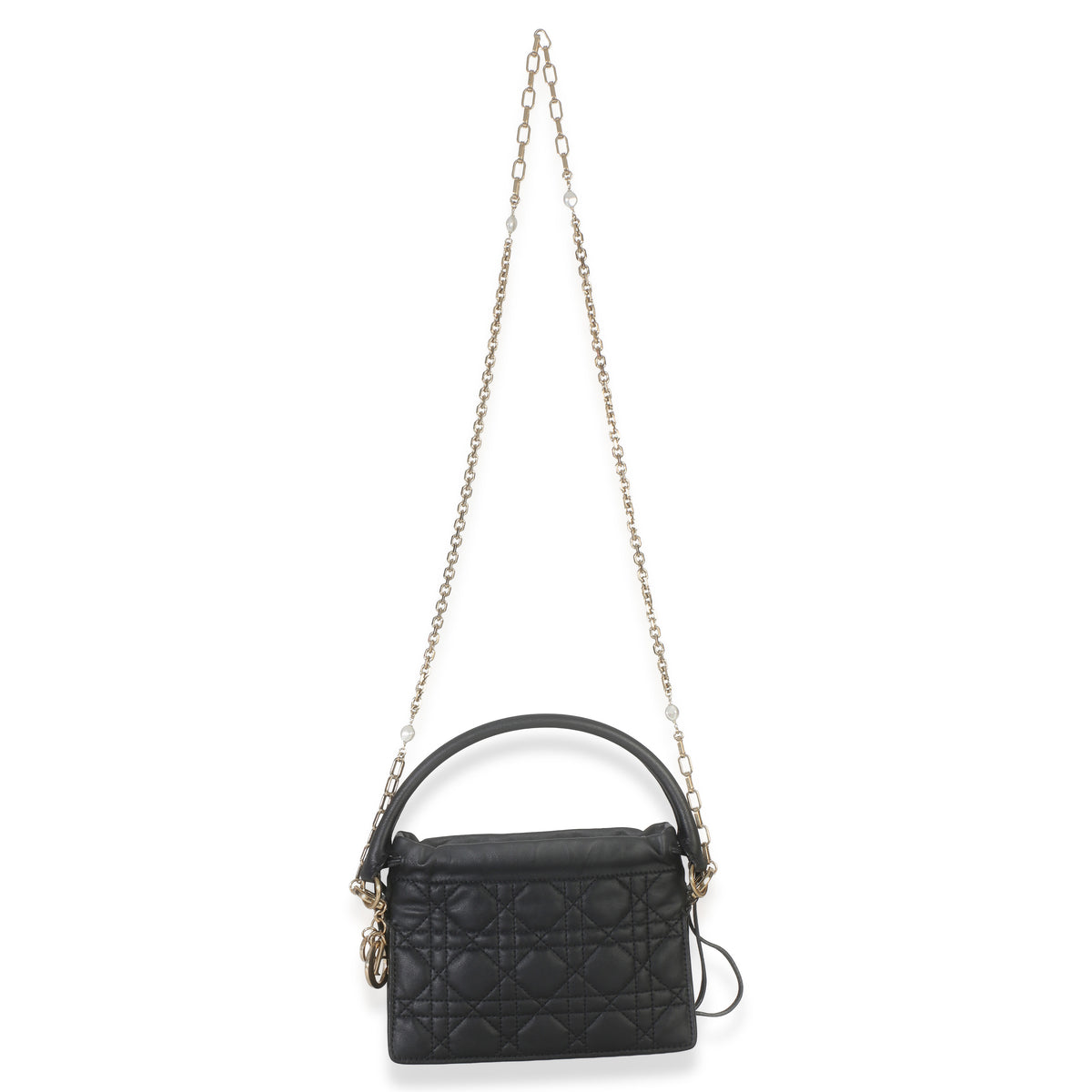 Christian Dior Black Lambskin Cannage Lady Dior Milly Mini Drawstring Bag Handbag 5