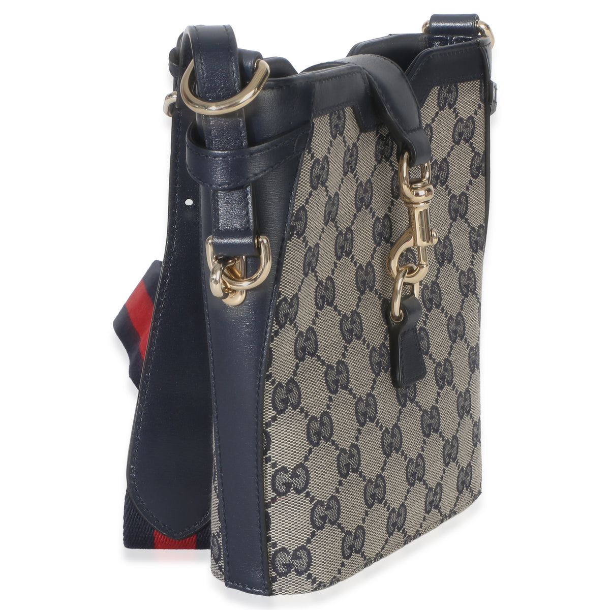 Gucci Navy Beige GG Monogram Canvas Mini Bucket Bag Handbag 3