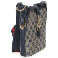 Gucci Navy Beige GG Monogram Canvas Mini Bucket Bag Handbag 3