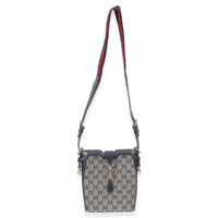 Gucci Navy Beige GG Monogram Canvas Mini Bucket Bag Handbag 8