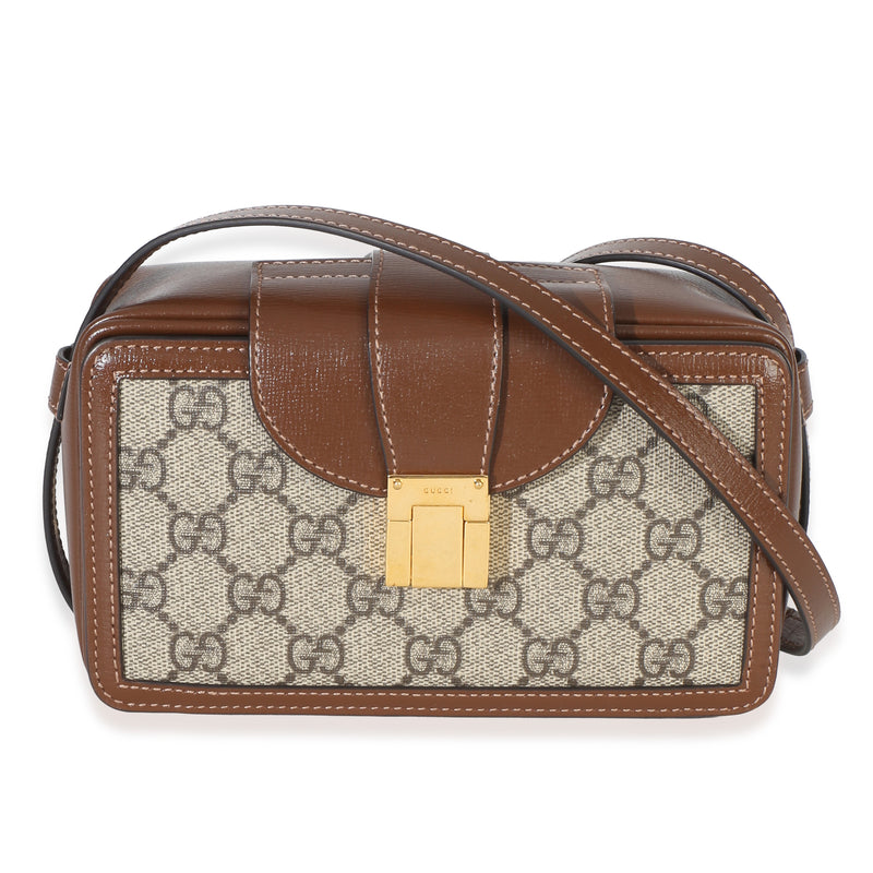 Gucci Beige Brown GG Supreme Monogram Mini Clasp Bag Handbag id