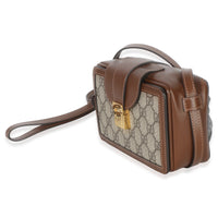 Gucci Beige Brown GG Supreme Monogram Mini Clasp Bag Handbag 2