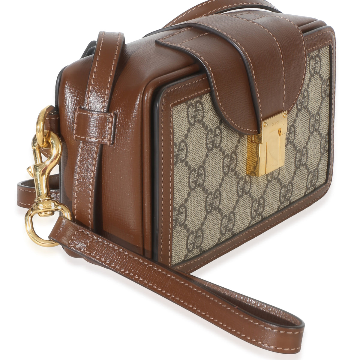 Gucci Beige Brown GG Supreme Monogram Mini Clasp Bag Handbag 3