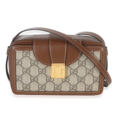 Gucci Beige Brown GG Supreme Monogram Mini Clasp Bag Handbag fv