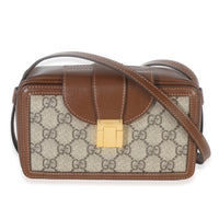 Gucci Beige Brown GG Supreme Monogram Mini Clasp Bag Handbag fv