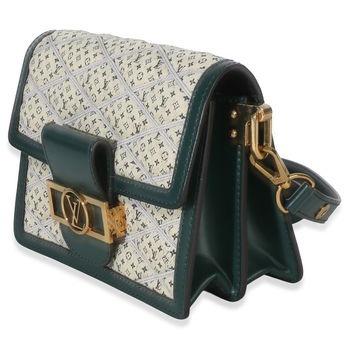 Louis Vuitton Green Quilted Denim Printed Monogram Mini Dauphine Handbag 2
