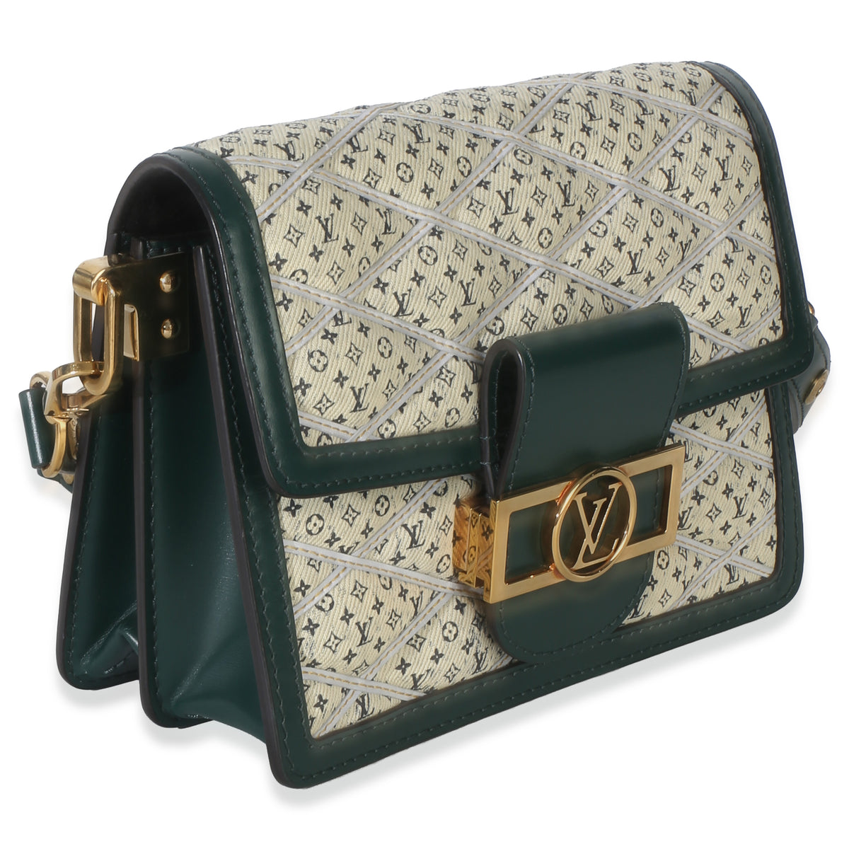 Louis Vuitton Green Quilted Denim Printed Monogram Mini Dauphine Handbag 3