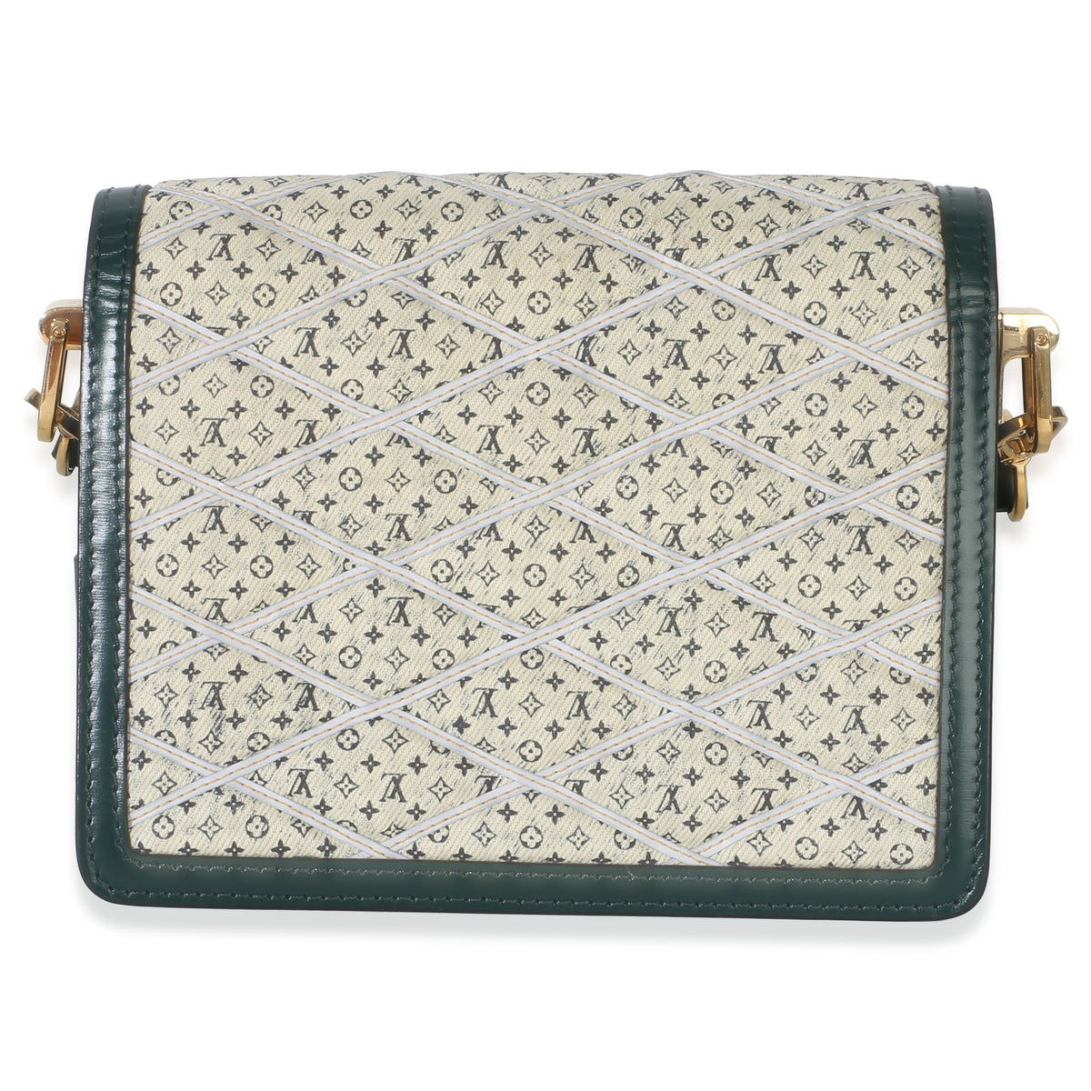 Louis Vuitton Green Quilted Denim Printed Monogram Mini Dauphine Handbag 4