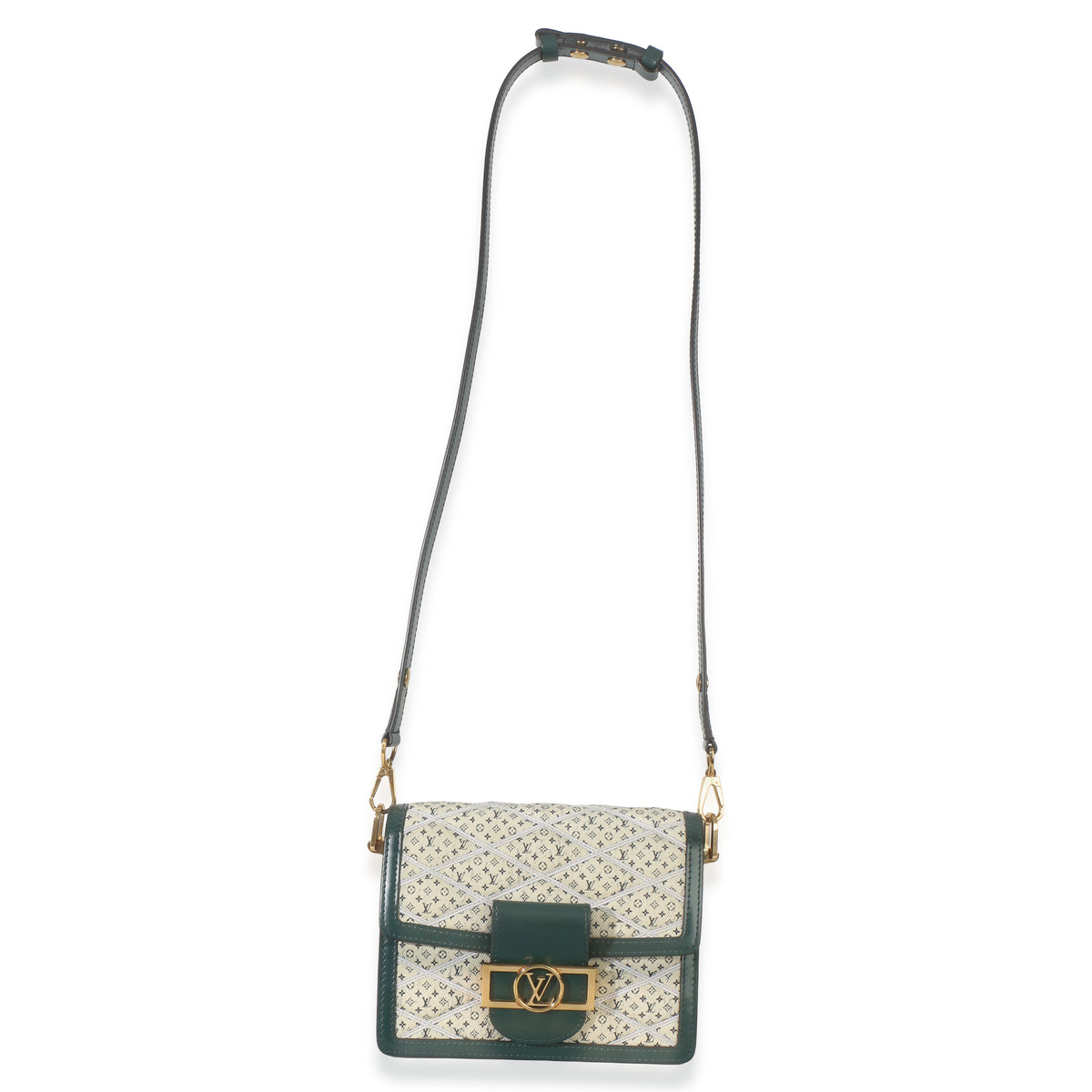 Louis Vuitton Green Quilted Denim Printed Monogram Mini Dauphine Handbag 8
