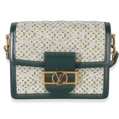 Louis Vuitton Green Quilted Denim Printed Monogram Mini Dauphine Handbag fv