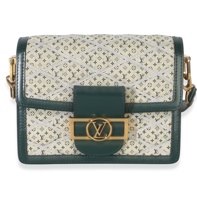 Louis Vuitton Green Quilted Denim Printed Monogram Mini Dauphine Handbag fv