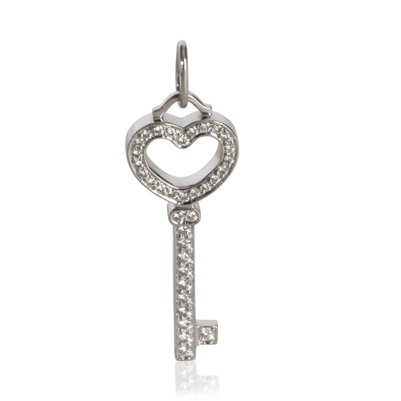 Tiffany & Co. Platinum Diamond Mini Heart Key Pendant fv