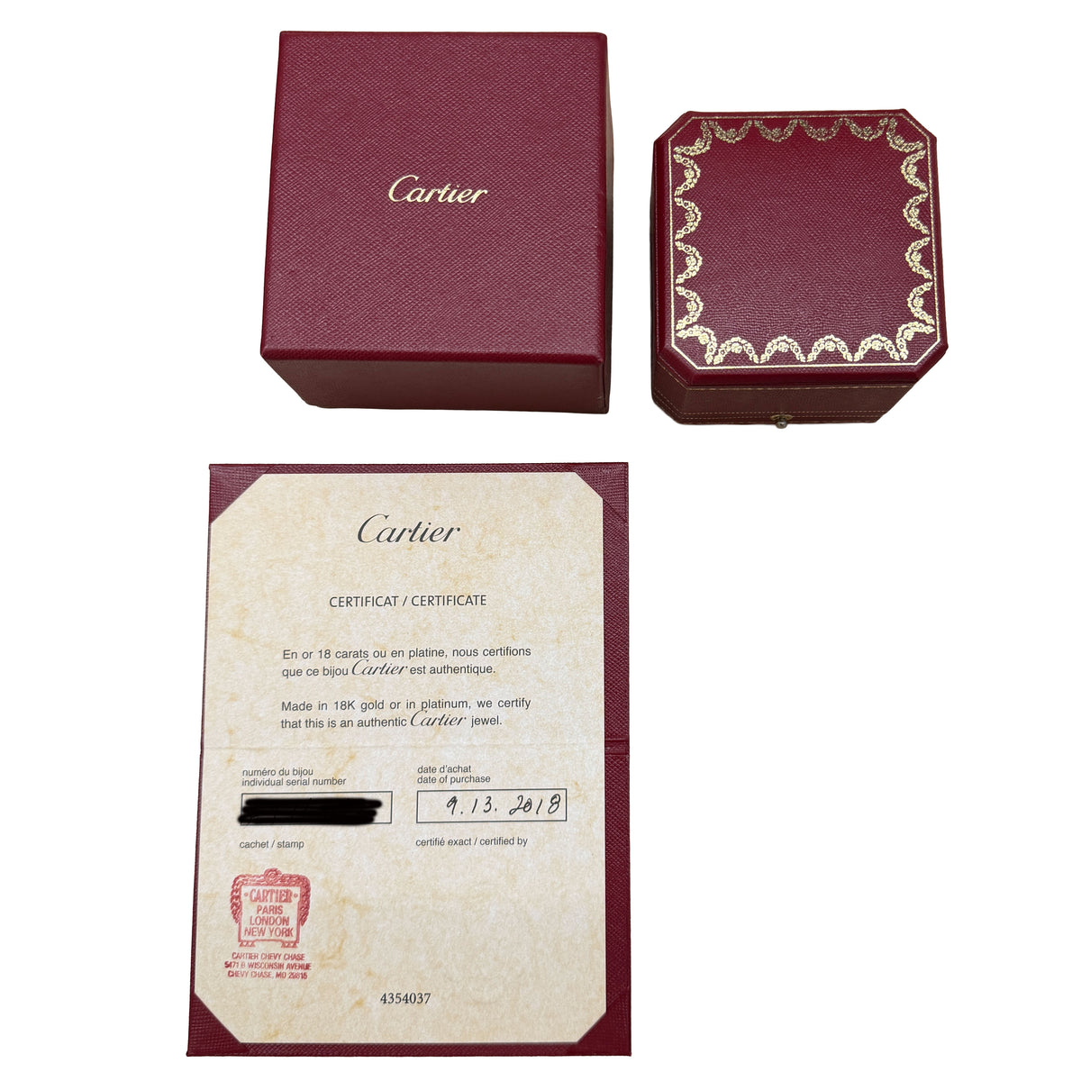 Cartier Platinum  D'amour Band box