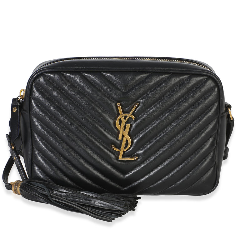 Saint Laurent Black Matelasse Calfskin Monogram Lou Camera Bag Handbag id