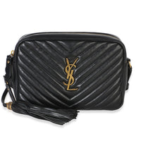Saint Laurent Black Matelasse Calfskin Monogram Lou Camera Bag Handbag id