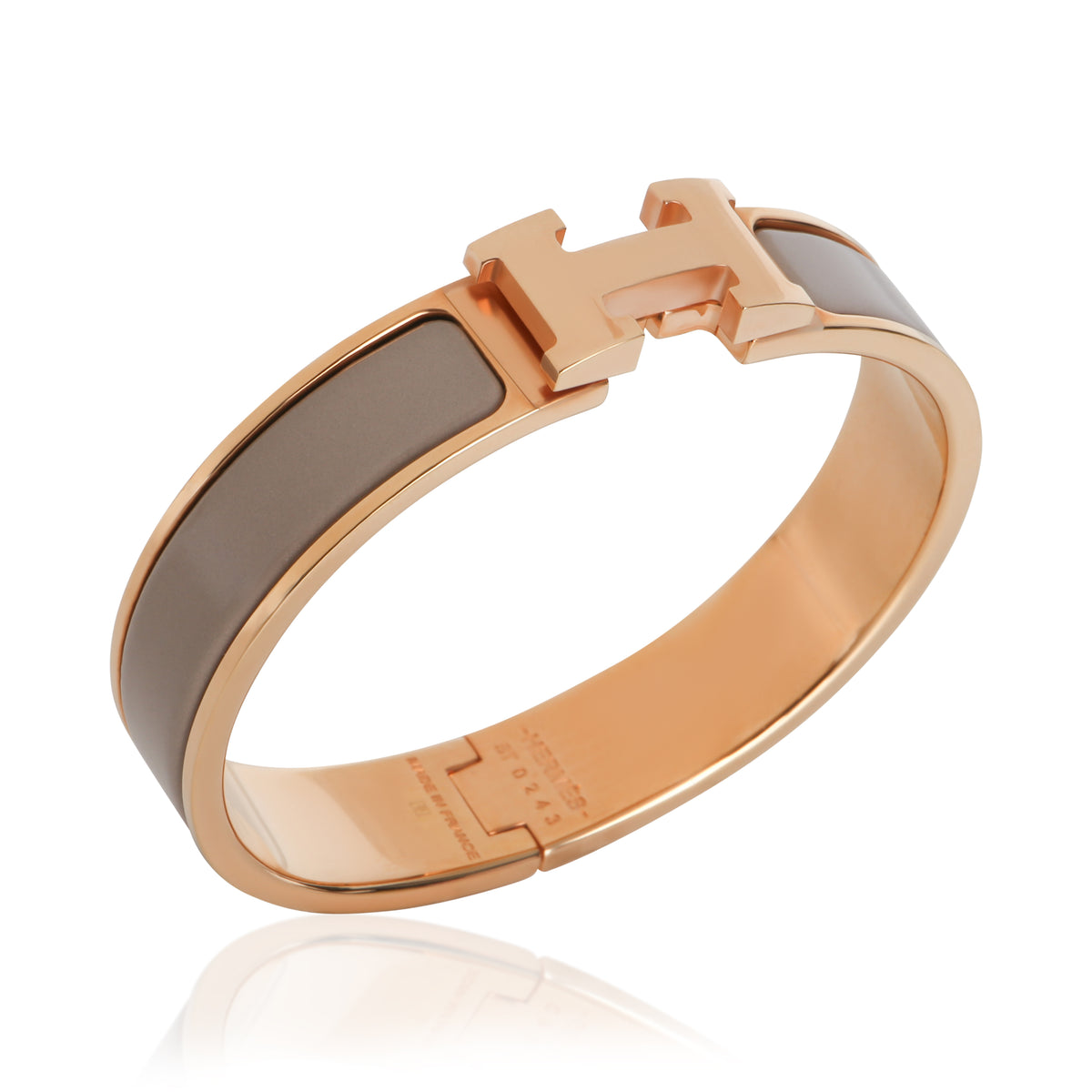 Hermès Gold Plated  Clic H In Marron Glacé Bracelet bv