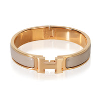 Hermès Gold Plated  Clic H In Marron Glacé Bracelet fv