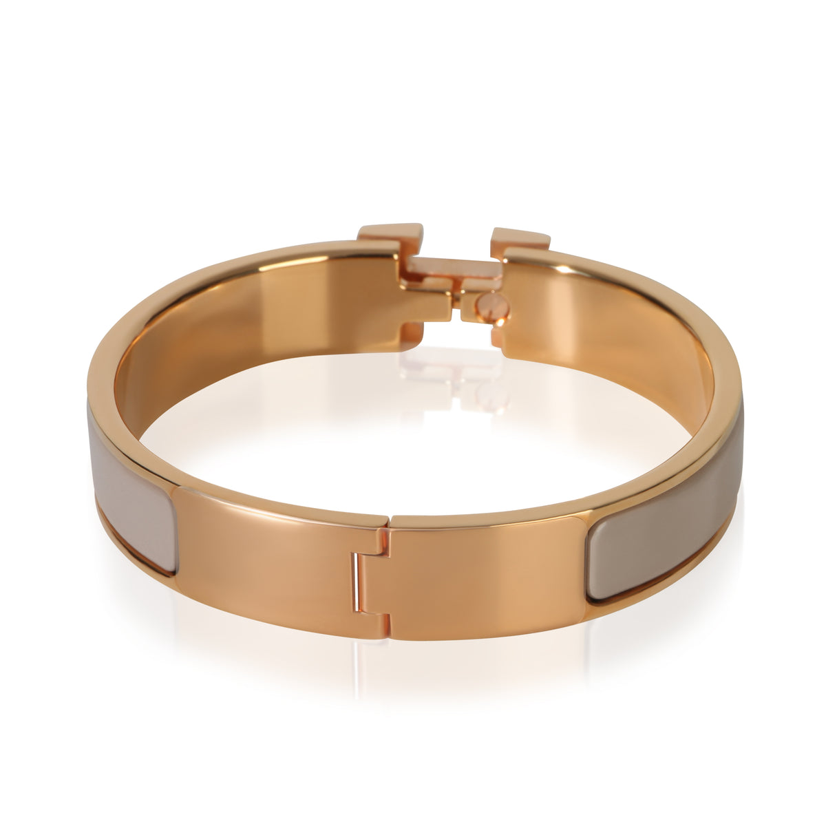 Hermès Gold Plated  Clic H In Marron Glacé Bracelet pv