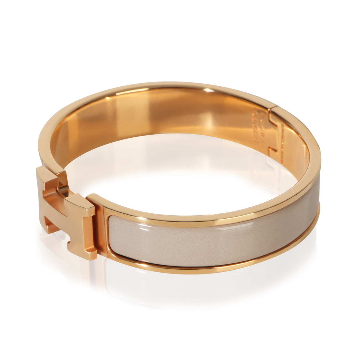 Hermès Gold Plated  Clic H In Marron Glacé Bracelet sv