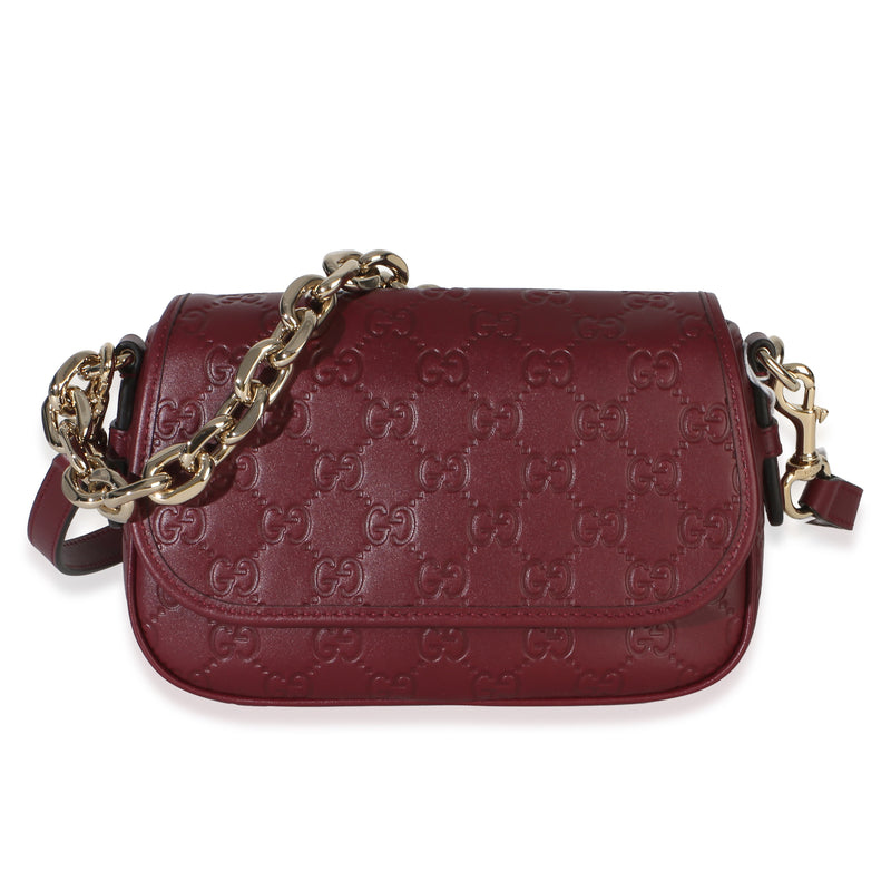 Gucci Red GG Embossed Calfskin Arabella Flap Bag Handbag id