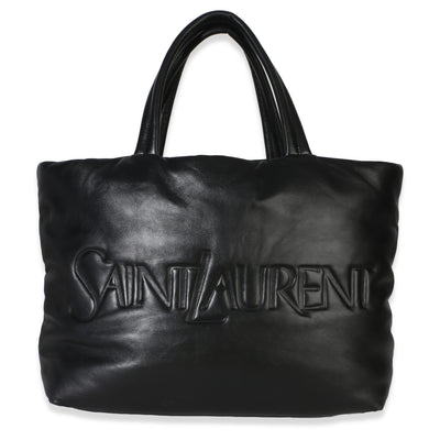 Saint Laurent Lambskin Logo Wide Puffer Tote Handbag id