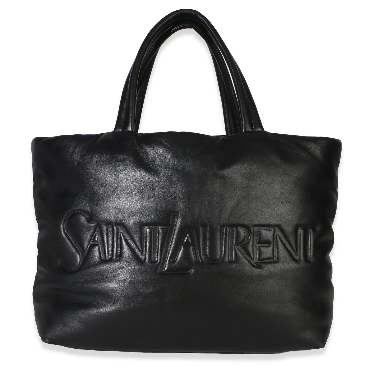 Saint Laurent Lambskin Logo Wide Puffer Tote Handbag id