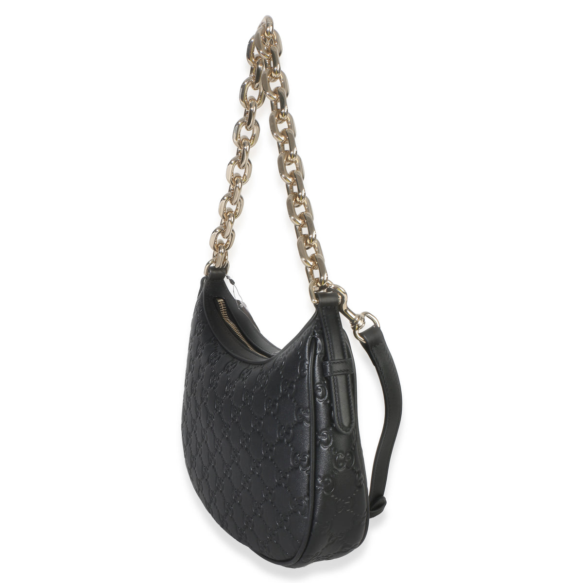 Gucci Black Embossed Calfskin GG Arabella Half Moon Shoulder Bag Handbag 2