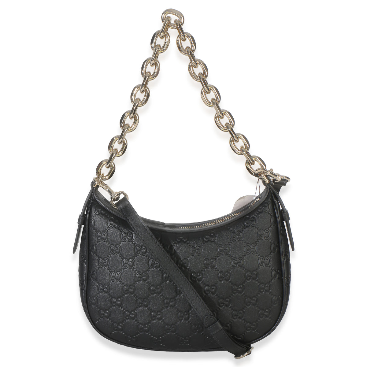 Gucci Black Embossed Calfskin GG Arabella Half Moon Shoulder Bag Handbag 4