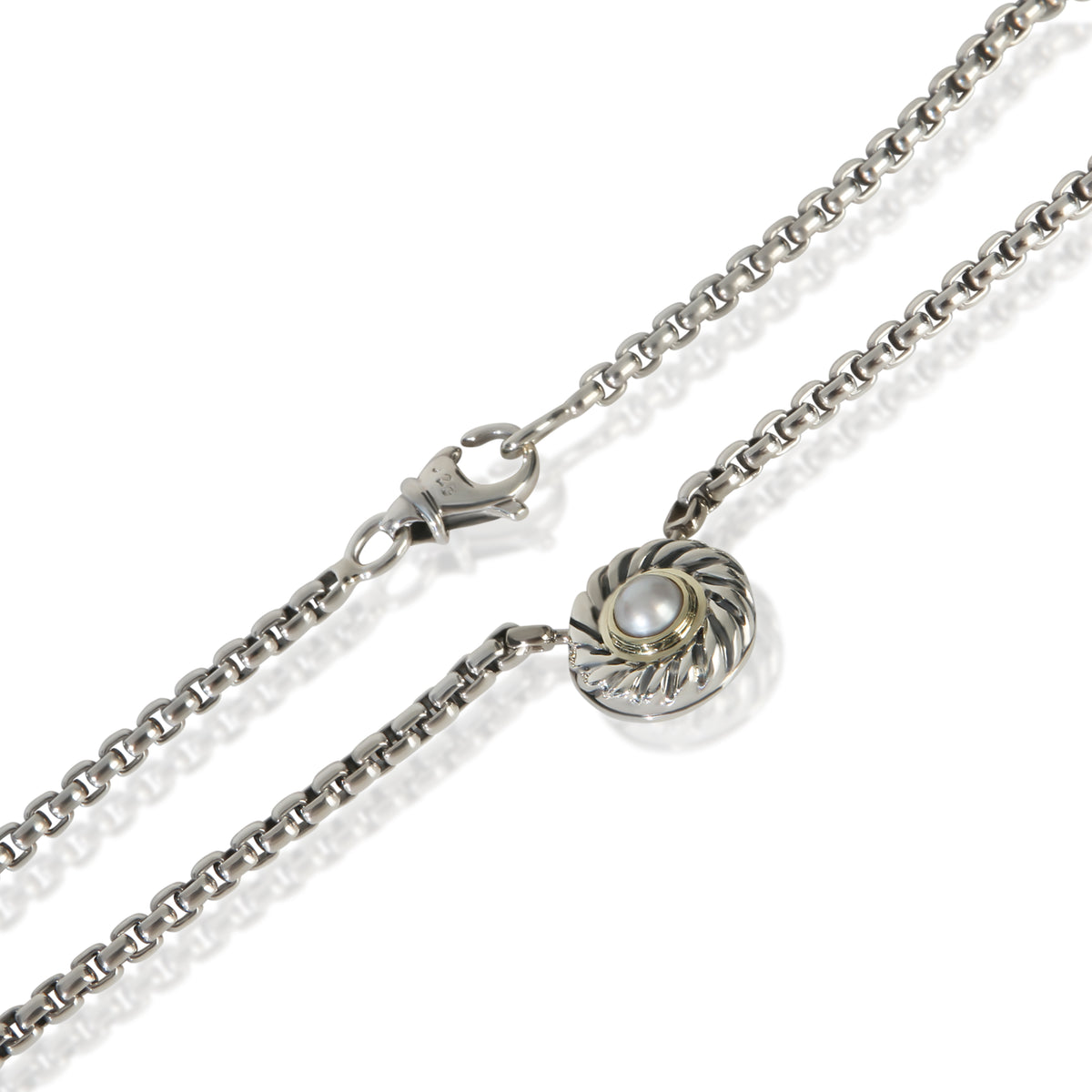 David Yurman Yellow Gold & Sterling Silver Pearl Cookie Pendant 2