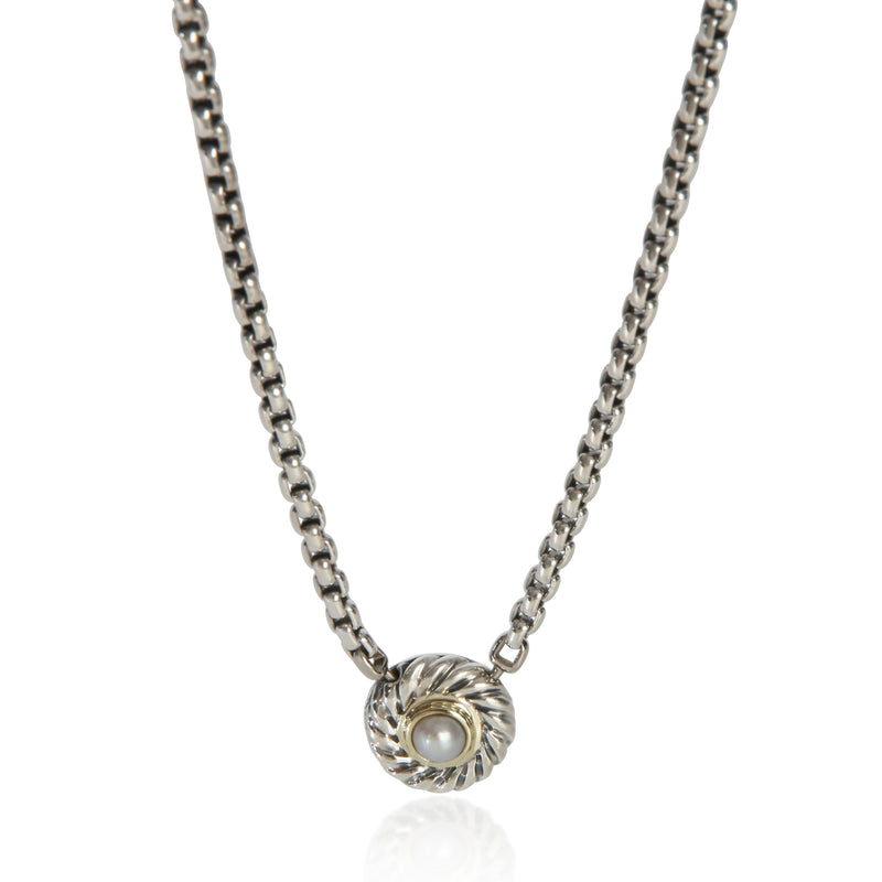 David Yurman Yellow Gold & Sterling Silver Pearl Cookie Pendant fv