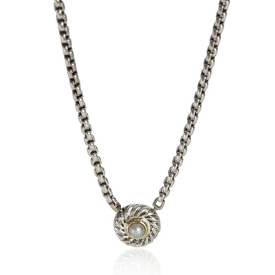 David Yurman Yellow Gold & Sterling Silver Pearl Cookie Pendant fv