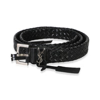 Saint Laurent Black Woven Lambskin Cassandre 38mm Belt 80/32 id