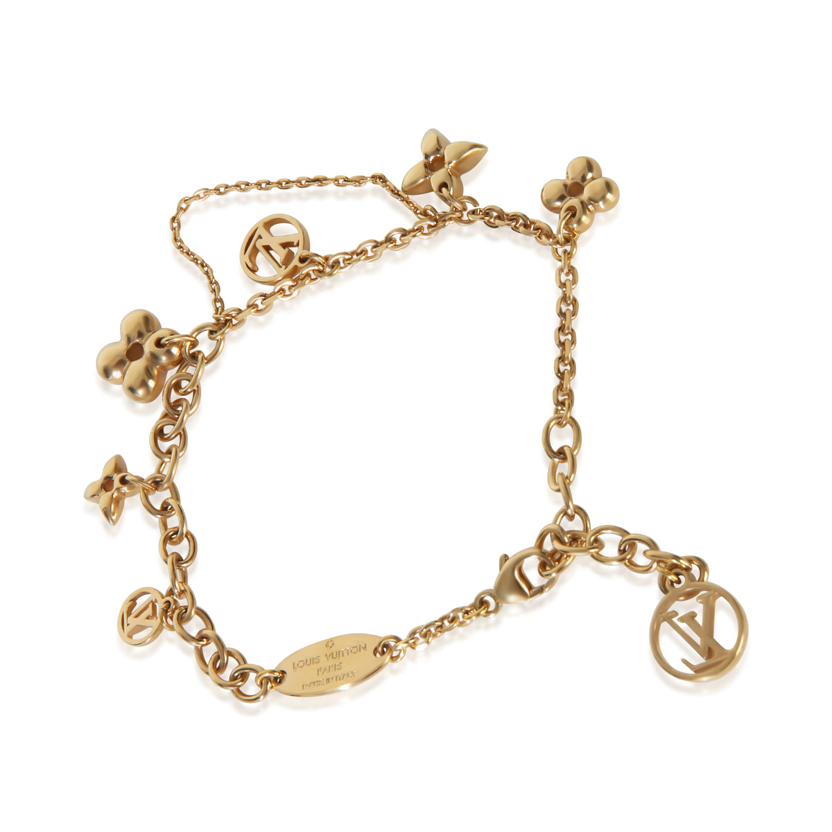 Louis Vuitton Gold Plated  Blooming Supple Charm Bracelet pv