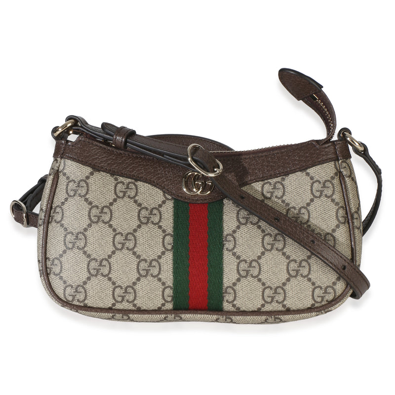 Gucci Beige Ebony GG Supreme Monogram Canvas Mini Ophidia Shoulder Bag Handbag id