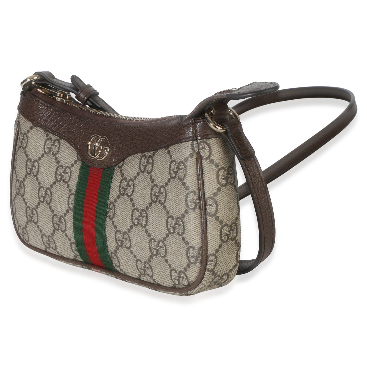 Gucci Beige Ebony GG Supreme Monogram Canvas Mini Ophidia Shoulder Bag Handbag 2