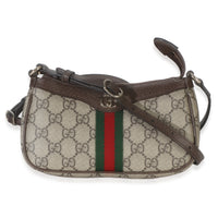 Gucci Beige Ebony GG Supreme Monogram Canvas Mini Ophidia Shoulder Bag Handbag fv