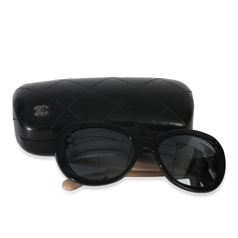 Chanel Black Beige Bi Color Rectangle Lens Sunglasses id