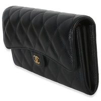 Chanel Black Quilted Caviar Large Gusset Flap Wallet Wallet 2
