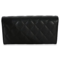 Chanel Black Quilted Caviar Large Gusset Flap Wallet Wallet 4
