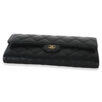 Chanel Black Quilted Caviar Large Gusset Flap Wallet Wallet 5