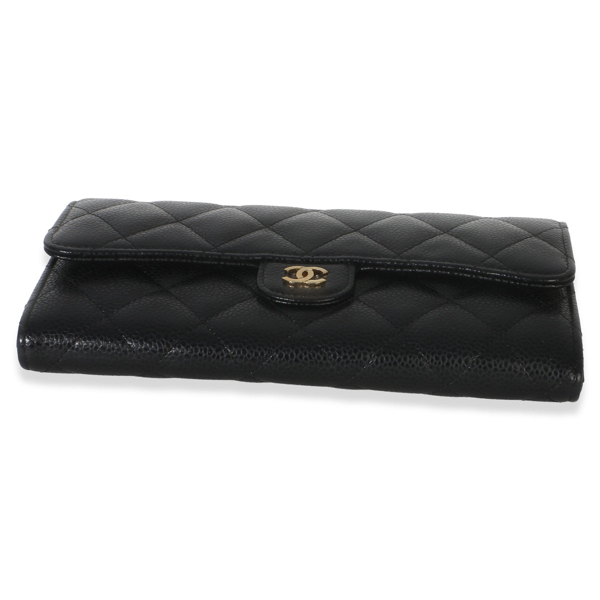 Chanel Black Quilted Caviar Large Gusset Flap Wallet Wallet 5