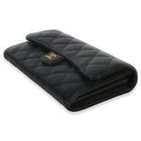 Chanel Black Quilted Caviar Large Gusset Flap Wallet Wallet 6