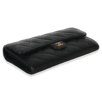 Chanel Black Quilted Caviar Large Gusset Flap Wallet Wallet 7