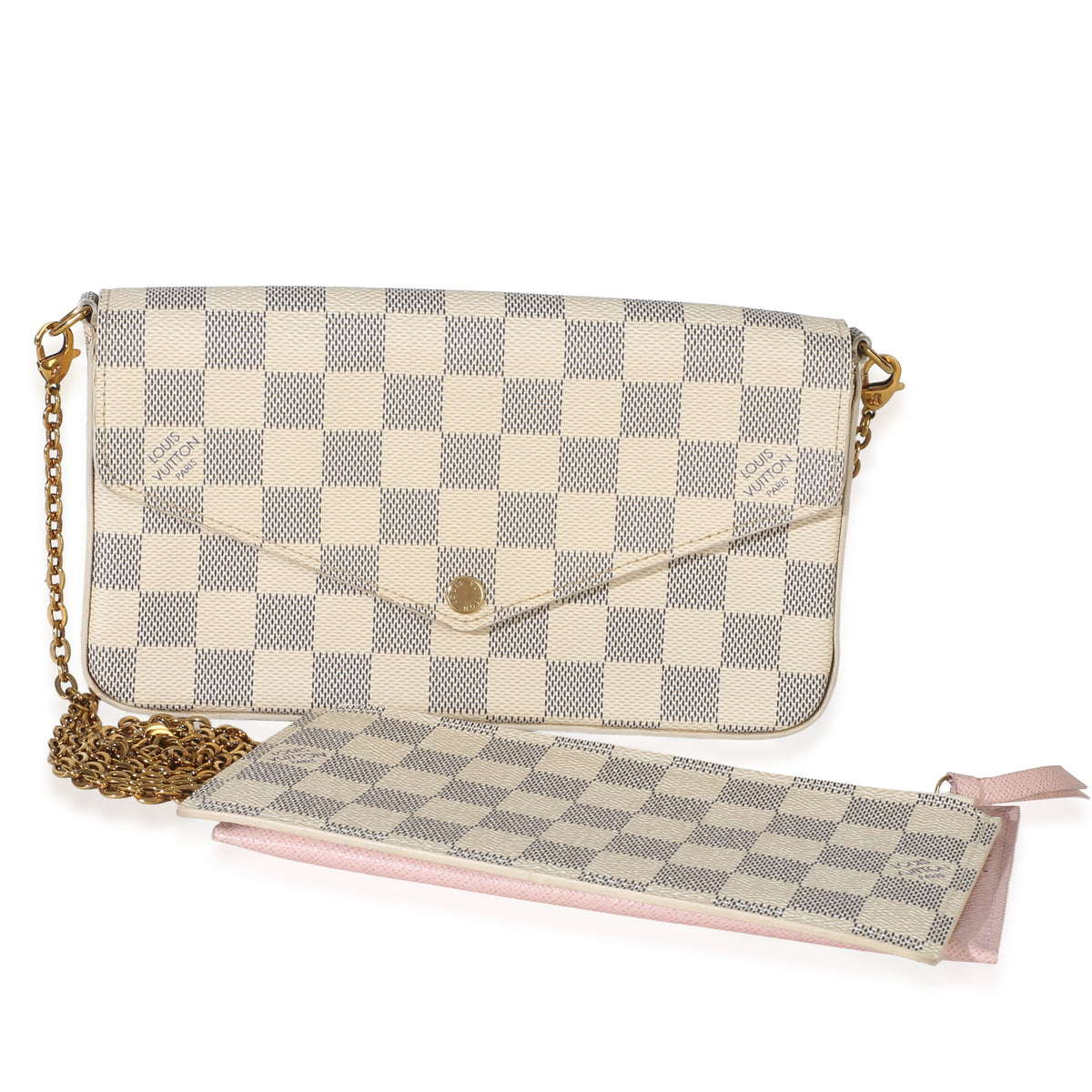 Louis Vuitton Rose Ballerine Damier Azur Canvas Felicie Pochette Handbag id