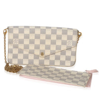 Louis Vuitton Rose Ballerine Damier Azur Canvas Felicie Pochette Handbag fv