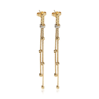 David Yurman Yellow Gold Diamond Petite Helena Chain Drop Earrings fv